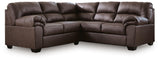 Side view of WillowBend Umber Faux Leather 2-Piece Sectional sofa