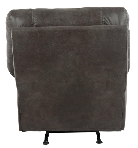 Back side view of Tambo Pewter Faux Leather Recliner