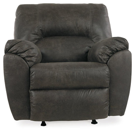 Tambo Pewter Faux Leather Recliner side profile in reclined position