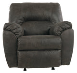 Side open position of Tambo Pewter Faux Leather Recliner