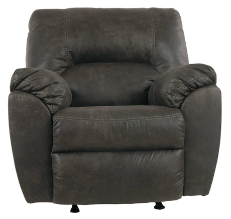 Side open position of Tambo Pewter Faux Leather Recliner