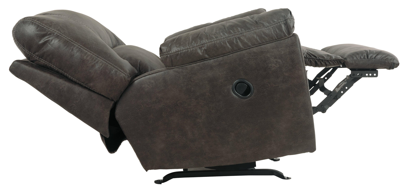 Reclining model of Tambo Pewter Faux Leather Recliner