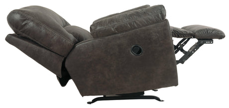 Reclining model of Tambo Pewter Faux Leather Recliner