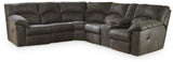 Close-up detail of Tambo Pewter 2-Piece Sectional Sofa upholstery and recliner
