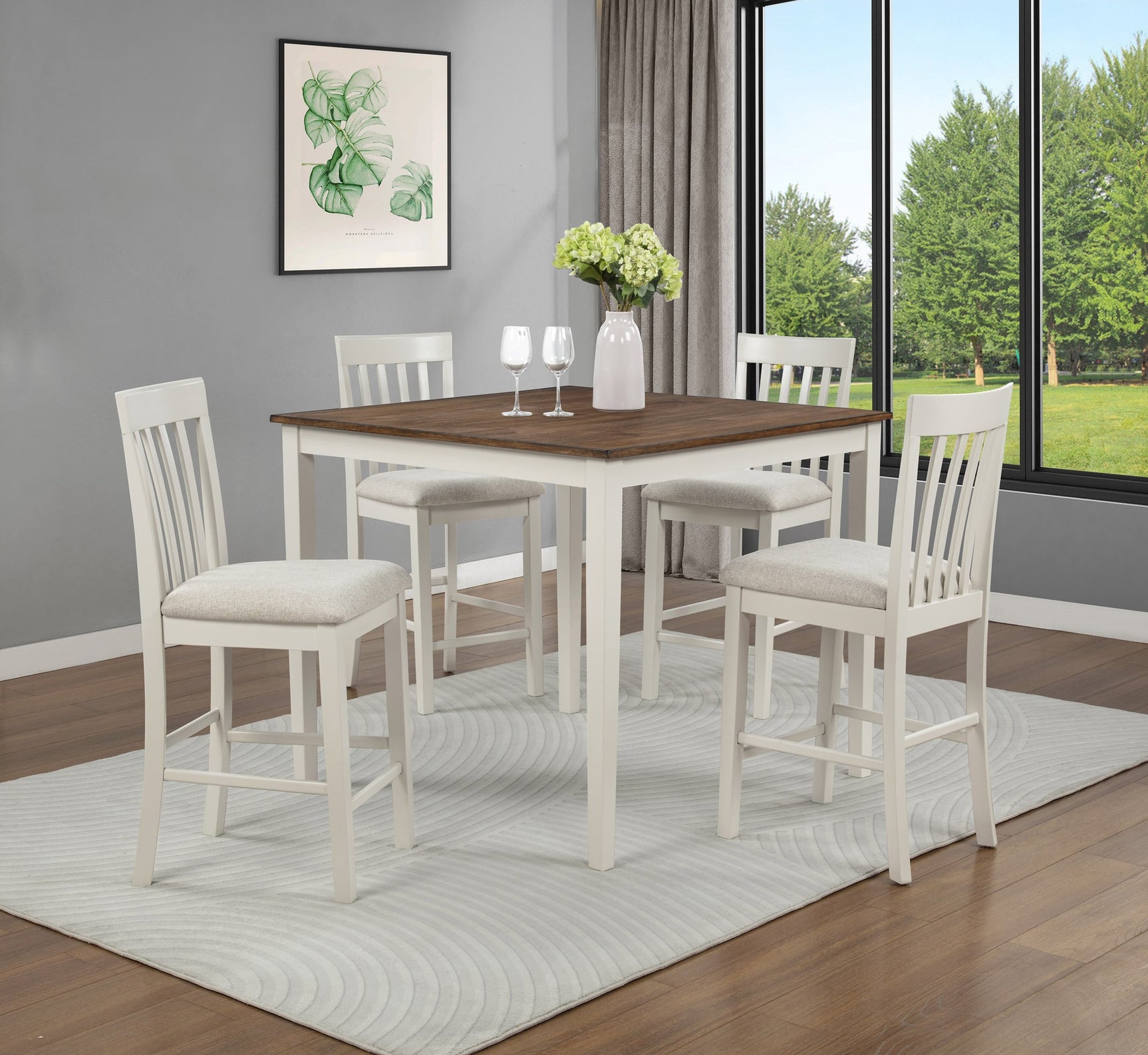 Brody 5-Piece White Brown Counter Height Set from Decor Furniture