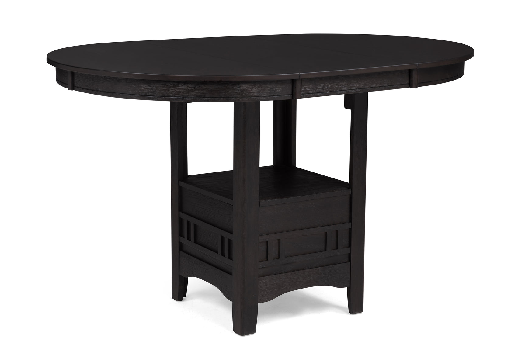 Side view of Hartwell Charcoal Black Oval Counter Height Dining Table