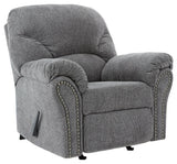 side view of Allmaxx Pewter Chenille Recliner recliner