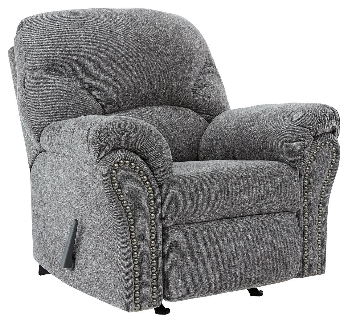 side view of Allmaxx Pewter Chenille Recliner recliner