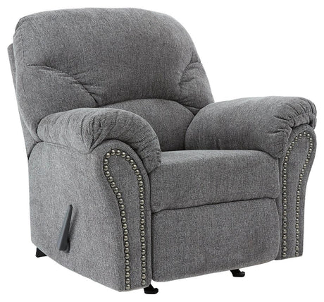Allmaxx Pewter Chenille Recliner side angle view