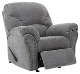 reclining view of Allmaxx Pewter Chenille Recliner recliner