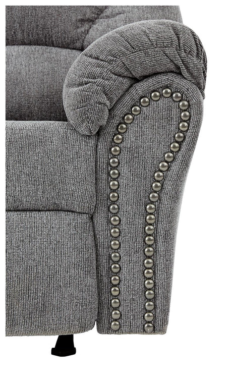 Allmaxx Pewter Chenille Recliner close-up front view