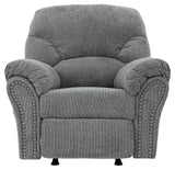 reclining view of Allmaxx Pewter Chenille Recliner recliner
