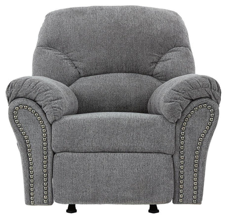 Allmaxx Pewter Chenille Recliner head-on reclining view