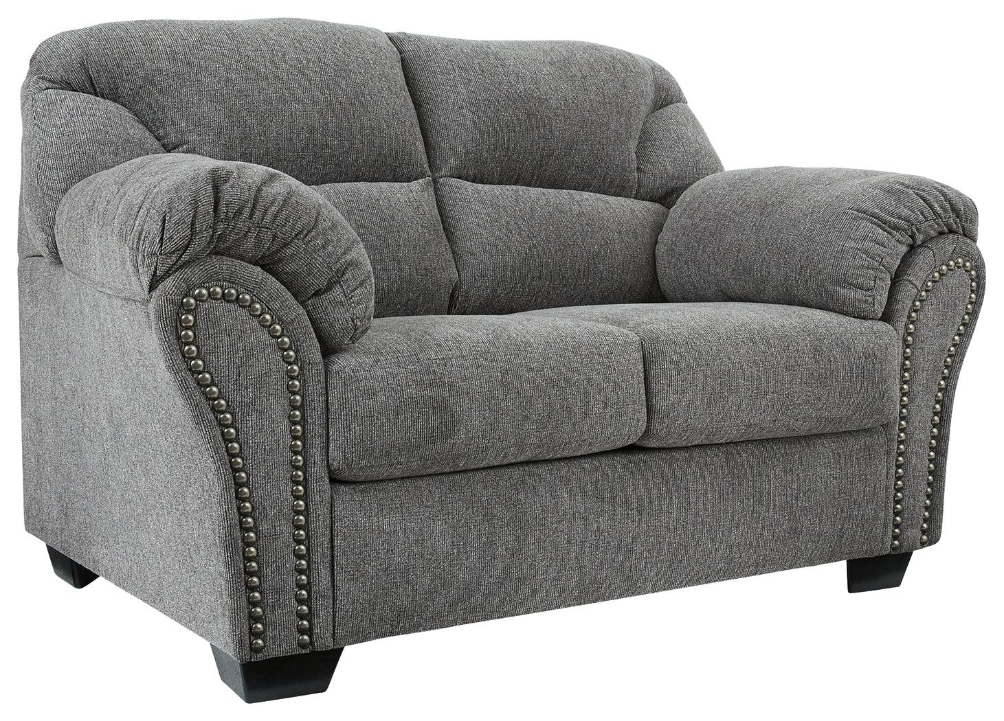 Allmaxx Loveseat back view in pewter chenille fabric