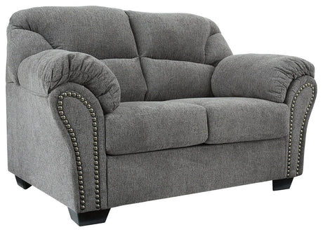 Allmaxx Loveseat back view in pewter chenille fabric