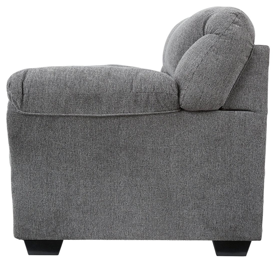 Side profile of Allmaxx Pewter Chenille Loveseat