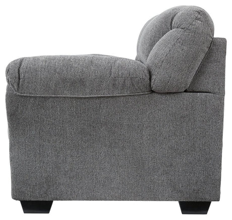Side profile of Allmaxx Pewter Chenille Loveseat