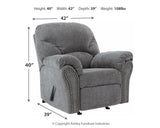 main view of Allmaxx Pewter Chenille Recliner recliner