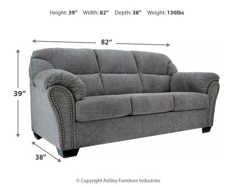 Front view showing sofa dimensions