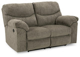 Alphons Putty Reclining Loveseat side angle closed