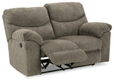 Alphons Putty Reclining Loveseat side angle reclined