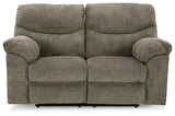 Alphons Putty Reclining Loveseat head-on view