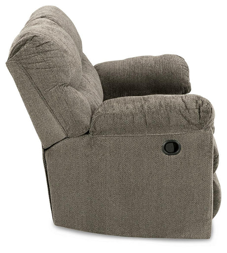 Alphons Putty Reclining Loveseat side profile