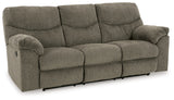 Curved angle closed reclining sofa in putty