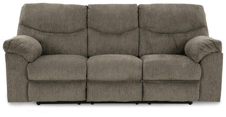 Alphons Putty reclining sofa, head-on front view