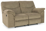 Alphons Briar Reclining Loveseat side view showing recline