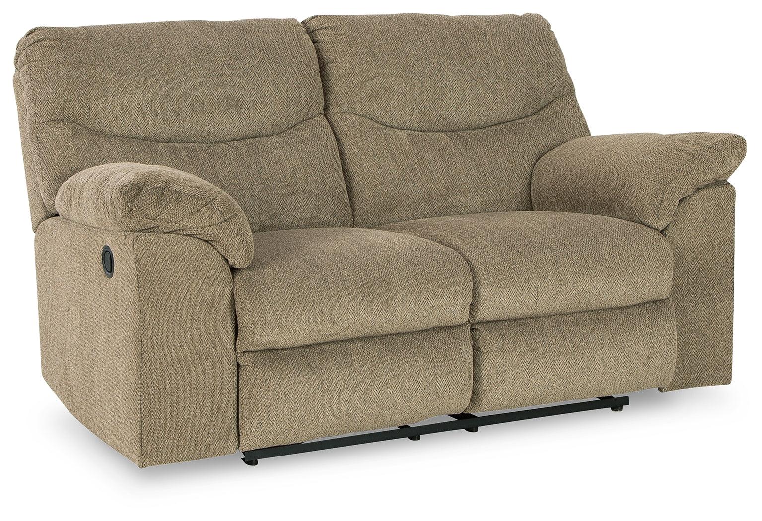Alphons Briar Reclining Loveseat side view showing recline