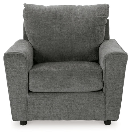 Back angle of Stairatt Gravel loveseat