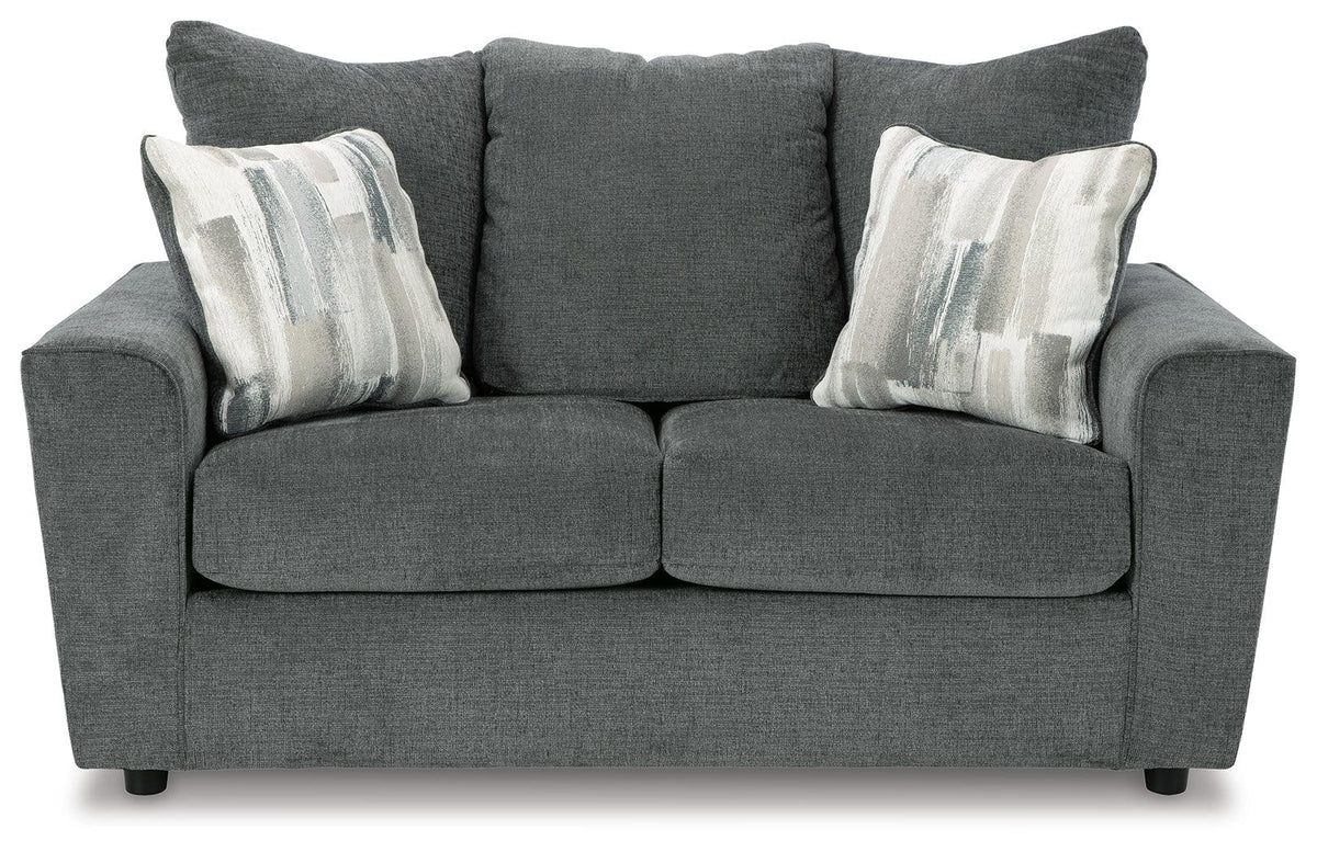 Stairatt Gravel Chenille Loveseat head-on view