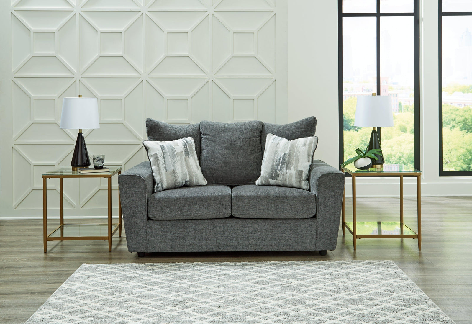 Stairatt Gravel Chenille Loveseat - Ella Furniture