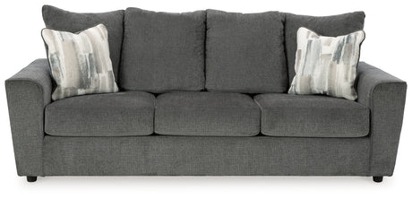 Detail view showing cushions of Stairatt Gravel furniture set