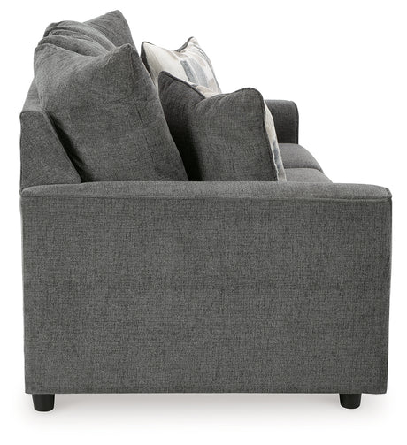 Side close-up of Stairatt Gravel loveseat