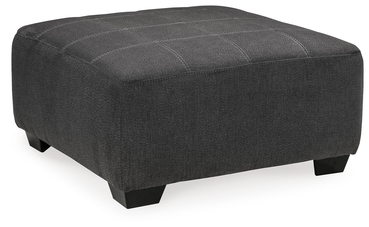 Side angle of Ambee Slate sectional sofa with ottoman