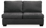 Room view of Ambee Slate sectional sofa with ottoman