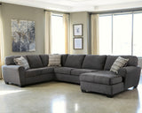 Detailed close-up of Ambee Slate sectional seat and fabric