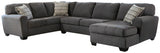 Alternate side angle of Ambee Slate sectional with chaise