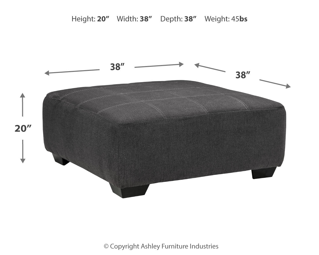 Room setting featuring Ambee Slate sectional sofa and ottoman