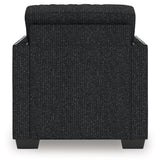 Back view of Jasmine Peaks coal chenille chair