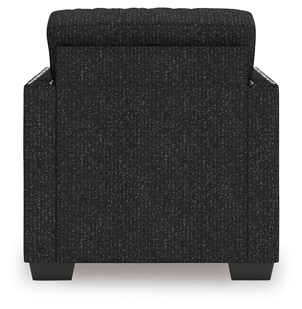 Back view of Jasmine Peaks coal chenille chair