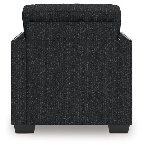 Back view of Jasmine Peaks coal chenille chair