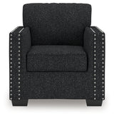 Side view of Jasmine Peaks Coal Chenille Chair showing profile