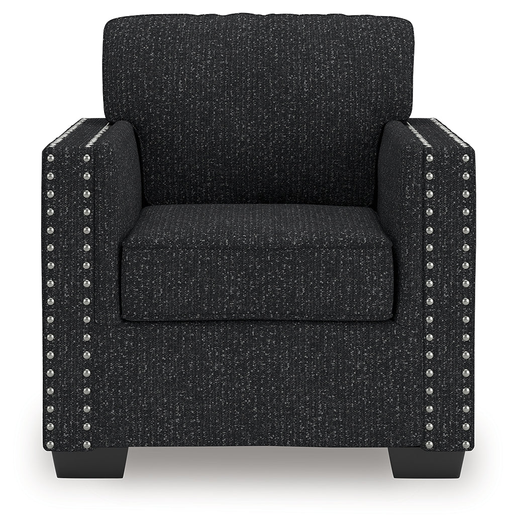 Side view of Jasmine Peaks Coal Chenille Chair showing profile