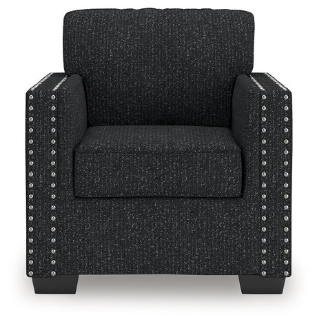 Side view of Jasmine Peaks Coal Chenille Chair showing profile