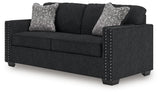 Front angled view of Jasmine Peaks Coal Chenille Sofa