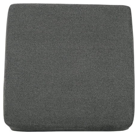 Close-up of charcoal chenille upholstery on Edenfield Ottoman