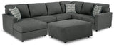 Edenfield Charcoal 3-Piece Sectional Sofa with Ottoman front facing view